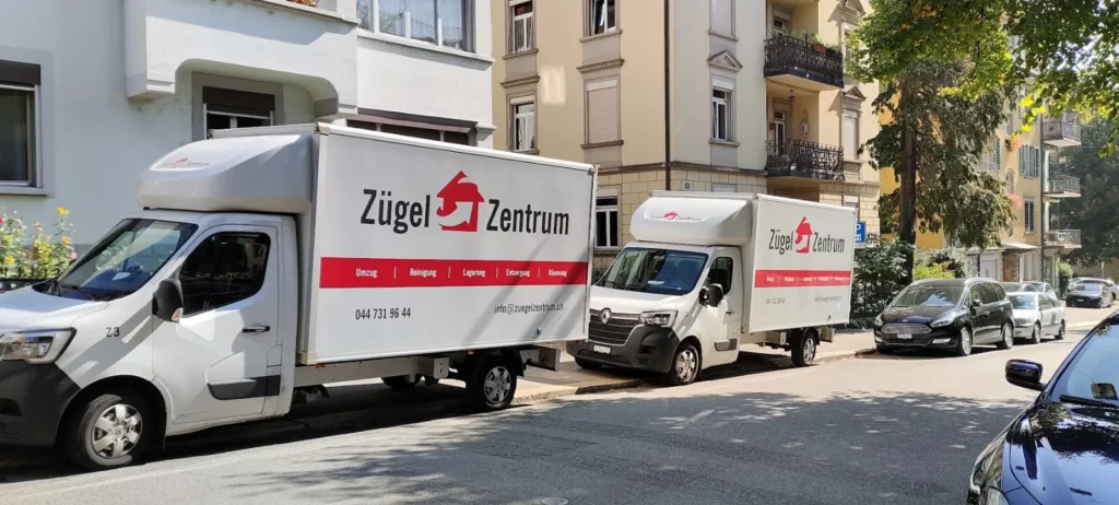 Umzugswagen und Lieferwagen der Umzugsfirma Zügelzentrum in Zürich